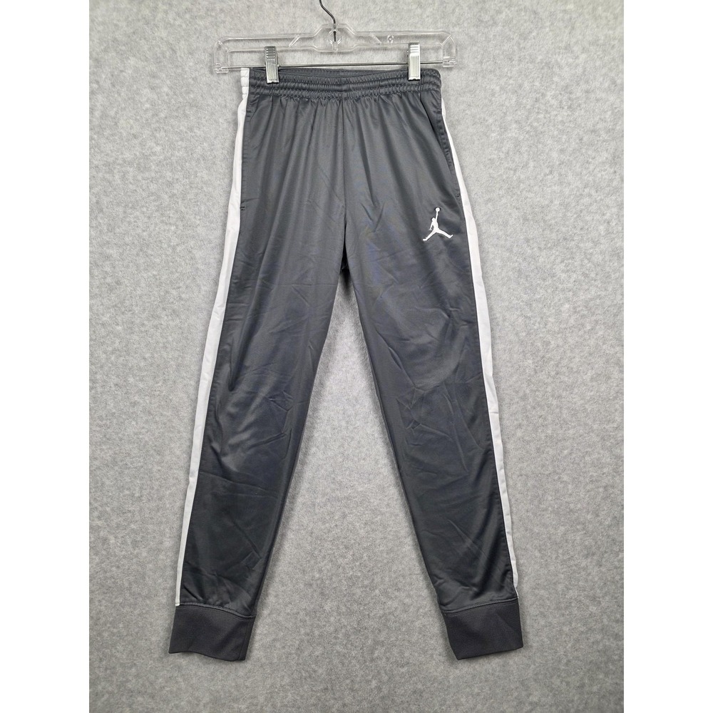 Jordan Pants Boys Medium Gray White Track Athletic Joggers 10-12 Yrs Polyester